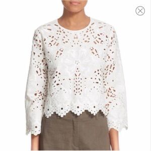 Theory White Eyelet Blouse